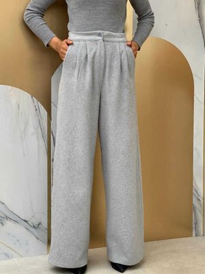 Fermuarlı Cep Detaylı Kaşe Pantolon Gri