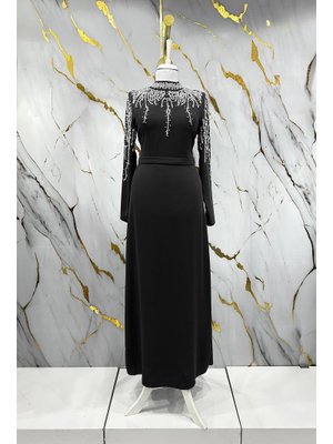 Siyah Alin Krep Abiye Elbise Siyah Alin Krep Abiye Elbise