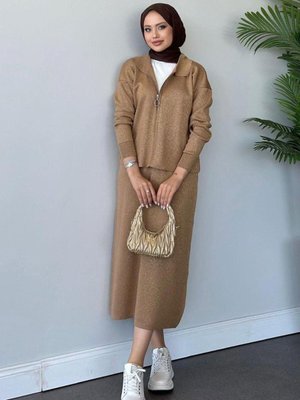 Sindirella Etekli Triko Takım Camel