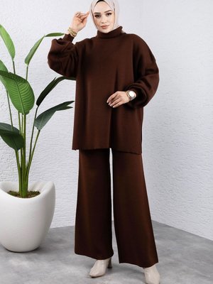 Balon Kol Triko Takım Acı Kahve