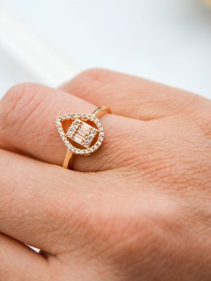 Kuyumcu İşi Zirkon Yüzük Altın Rengi