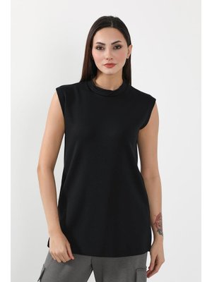 Siyah Düz Kolsuz Tunik,sw