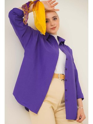 Mor Oversize Basic Gömlek Mor Oversize Basic Gömlek