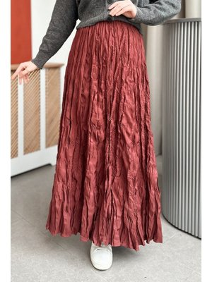 Yulya Kırışık Bordo Etek Yulya Kırışık Bordo Etek