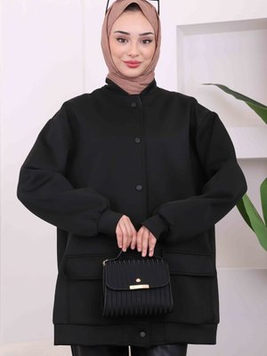 Siyah Çıtçıtlı Scuba Ceket Siyah Çıtçıtlı Scuba Ceket