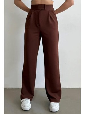 Acı Kahve Cırtlı Palazzo Pantolon
