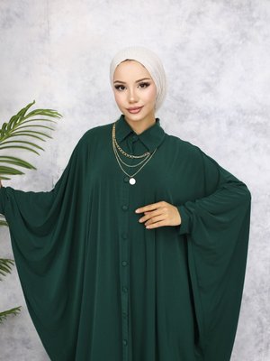 Yakalı Düğmeli Uzun Ferace Elbise Yakalı Düğmeli Uzun Ferace Elbise