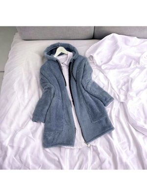 Peluş Ceket Hırka Uzun Kapüşonlu Peluş Ceket Hırka Uzun Kapüşonlu