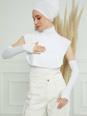 Beyaz Kolluk,boyunluk Ve Bone Seti,kpt