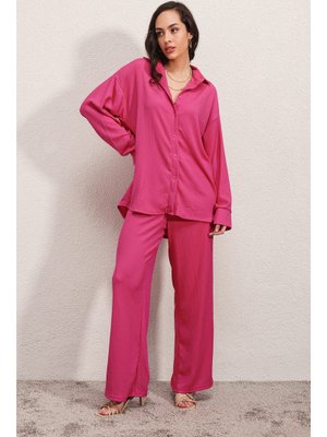 Fuşya Örme İkili Takım Fuşya Örme İkili Takım