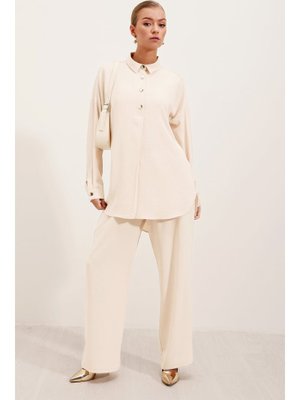 Ekru Oversize Alt Üst Takım