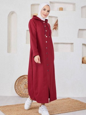 Önden Cıtçıtlı Kap Bordo