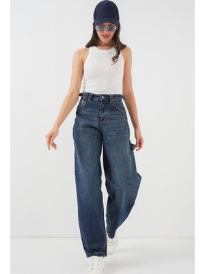 Lacivert Yüksek Bel Kot Pantolon Lacivert Yüksek Bel Kot Pantolon