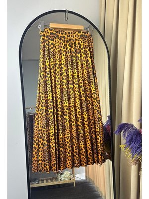 Hardal Leopar Desen Piliseli Etek