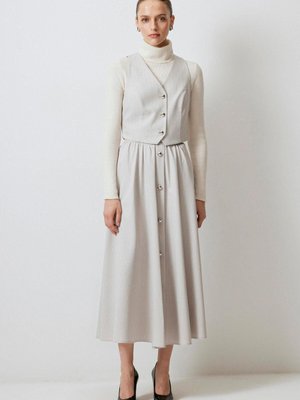 Çizgili Yelek Etek Takım Çizgili Yelek Etek Takım