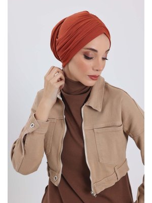 81rb Kiremit Fularlı Bone Türban,b 81rb Kiremit Fularlı Bone Türban,b