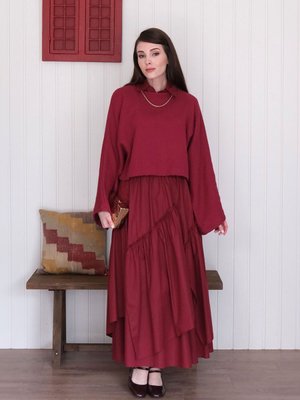 Bordo Kat Detay Bohem Etek Bordo Kat Detay Bohem Etek