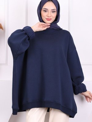 Lacivert Oversize Üç İplik Sweatshirt Lacivert Oversize Üç İplik Sweatshirt