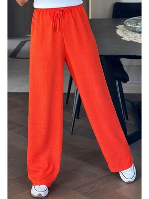 Kırmızı Abel Bol Paça Cepli Ayrobin Pantolon