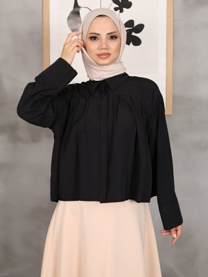 Siyah Kısa Pileli Gömlek Siyah Kısa Pileli Gömlek