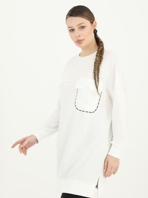 İp Kumaş Cep Ve Nakış Detaylı Sweatshirt İp Kumaş Cep Ve Nakış Detaylı Sweatshirt
