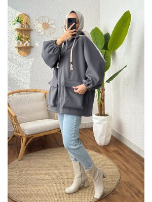 Gri Körük Cepli Kaşe Kap