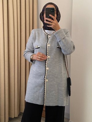 Düğmeli Şık Triko Hırka