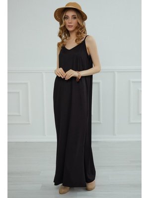 Siyah Askılı Penye Elbise,elb