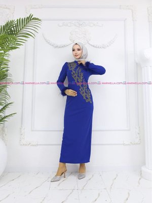 Saks Mavi Zerrin Abiye Elbise Saks Mavi Zerrin Abiye Elbise