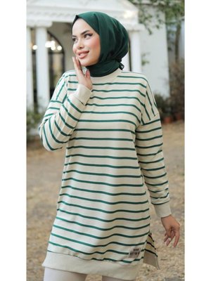 Yeşil Armalı Çizgili Vorteks Tunik (90 Cm Boy)