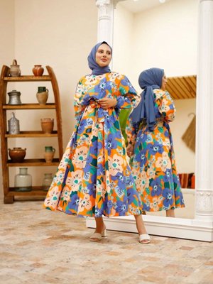 Cicekli Tericoton Elbise Cicekli Tericoton Elbise