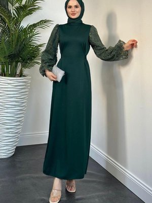 Kevin Kolları Simli Kalem Abiye Elbise Zümrüt Kevin Kolları Simli Kalem Abiye Elbise Zümrüt