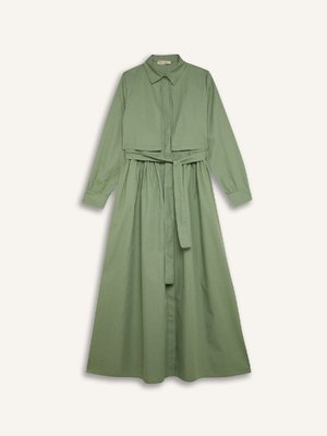 Yaka Kemerli Düğmeli Uzun Kollu Poplin Midi Gömlek Elbise E2215ax24au