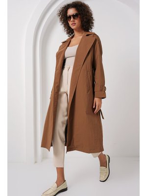 Taba Kruvaze Yaka Trençkot Taba Kruvaze Yaka Trençkot