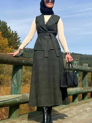 Azize Etek Yelek Takım Haki Azize Etek Yelek Takım Haki