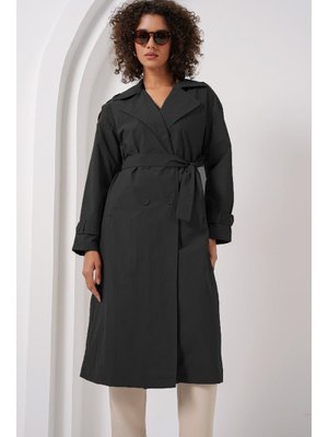 Siyah Kruvaze Yaka Trençkot Siyah Kruvaze Yaka Trençkot