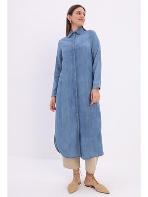 Mavi Denim Uzun Gömlek Tunik Mavi Denim Uzun Gömlek Tunik