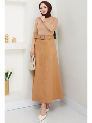 Camel Kemerli Süet Mevlana Etek