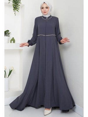 Antrasit Nakışlı Mevlana Ferace Antrasit Nakışlı Mevlana Ferace