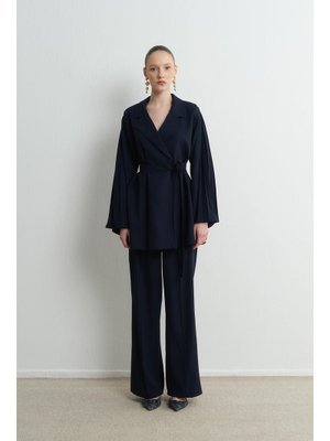 Lacivert Elsa Kol Piliseli Business Ceket Takım