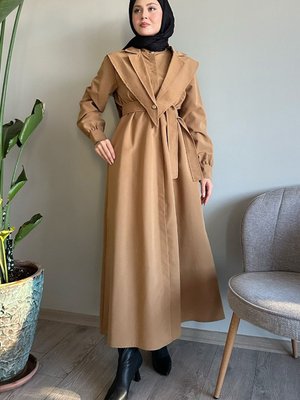 Bolerolu Kemerli Camel Trençkot Bolerolu Kemerli Camel Trençkot