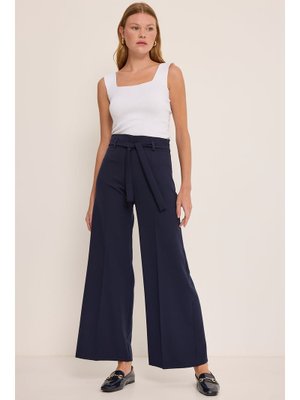 Lacivert Kuşaklı Bol Paça Palazzo Pantolon Lacivert Kuşaklı Bol Paça Palazzo Pantolon