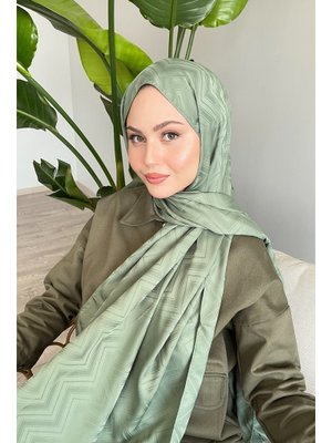 Zikzak Çizgili Mint Jakar Şal Zikzak Çizgili Mint Jakar Şal