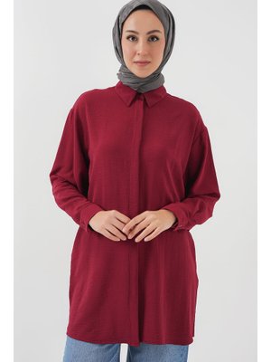 Bordo Uzun Gömlek Tunik Bordo Uzun Gömlek Tunik