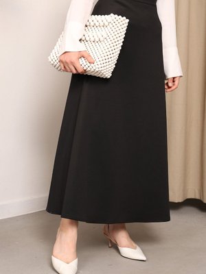 Çan Kesim Puf Siyah Scuba Kloş Etek Testtür Giyim Lüx Kalite Çan Kesim Puf Siyah Scuba Kloş Etek Testtür Giyim Lüx Kalite