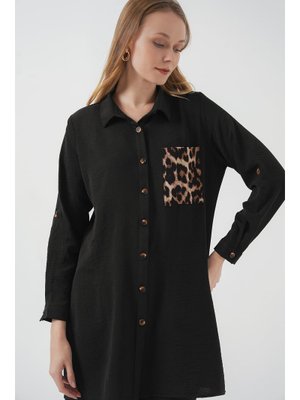 Siyah Cep Detaylı Gömlek Tunik Siyah Cep Detaylı Gömlek Tunik
