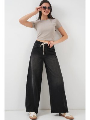 Siyah Bol Paça Kot Pantolon Siyah Bol Paça Kot Pantolon