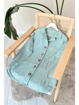 Peyda Turkuaz Gabardin Ceket