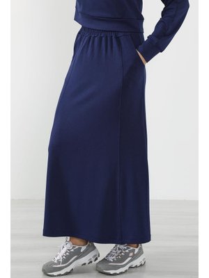 Lacivert Lastikli Bel Cepli Rahat Etek,etk