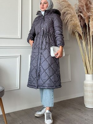 Beli Büzgülü Kapitone Mont Gri Beli Büzgülü Kapitone Mont Gri